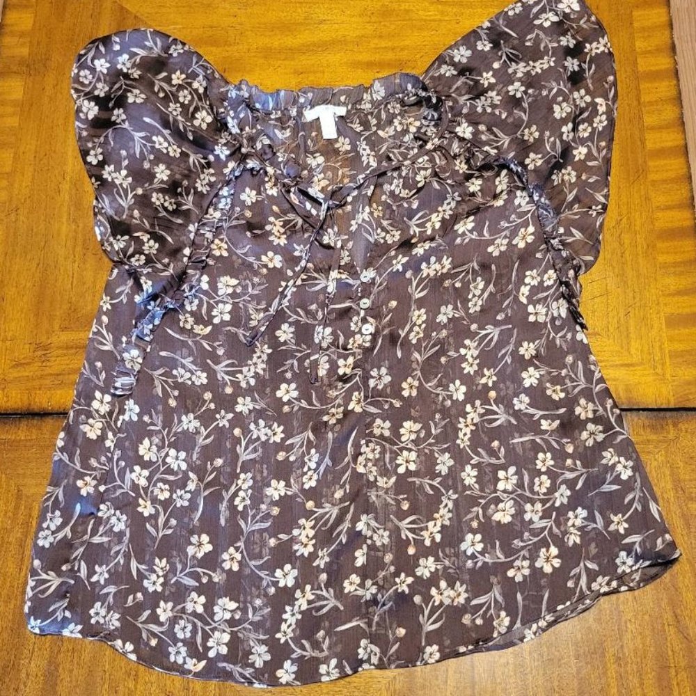 H&M Brown Floral Sheet Top